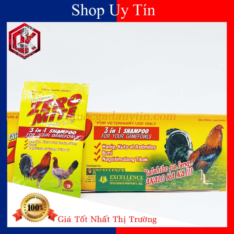 2 Gói Xà Bông Tắm Gà Zero Mite Giúp Lông Bóng Mượt Cho Gà Đá