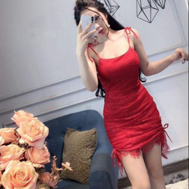 Đầm body ren rút nhúng kute