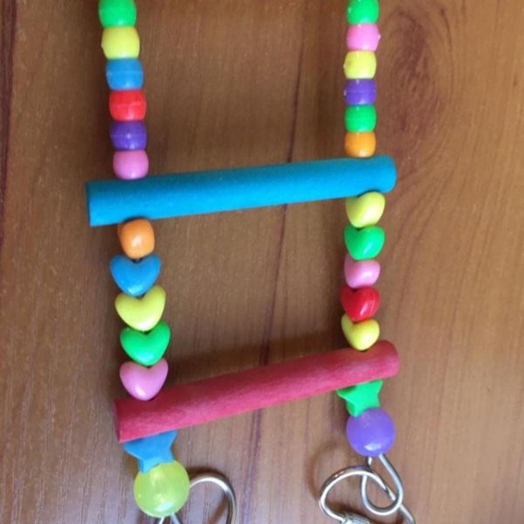 Wooden Colorful Bird Toy Parrot Climb Ladder Bird Swing Bridge with Bell
