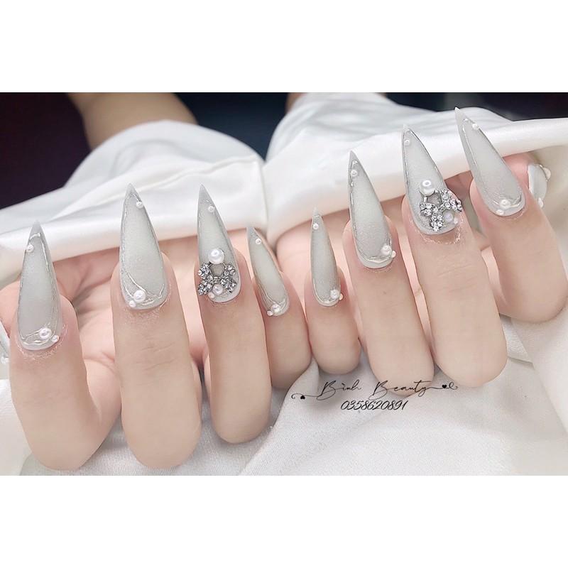 NAIL BOX _ Úp nhọn thiết kế đính charm , phụ kiện