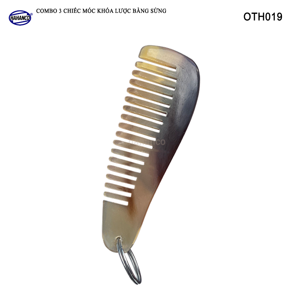 Combo 3 Móc treo chìa khóa / Chiếc lược mini bằng sừng trâu (OTH019) Nhỏ gọn - Tiện lợi