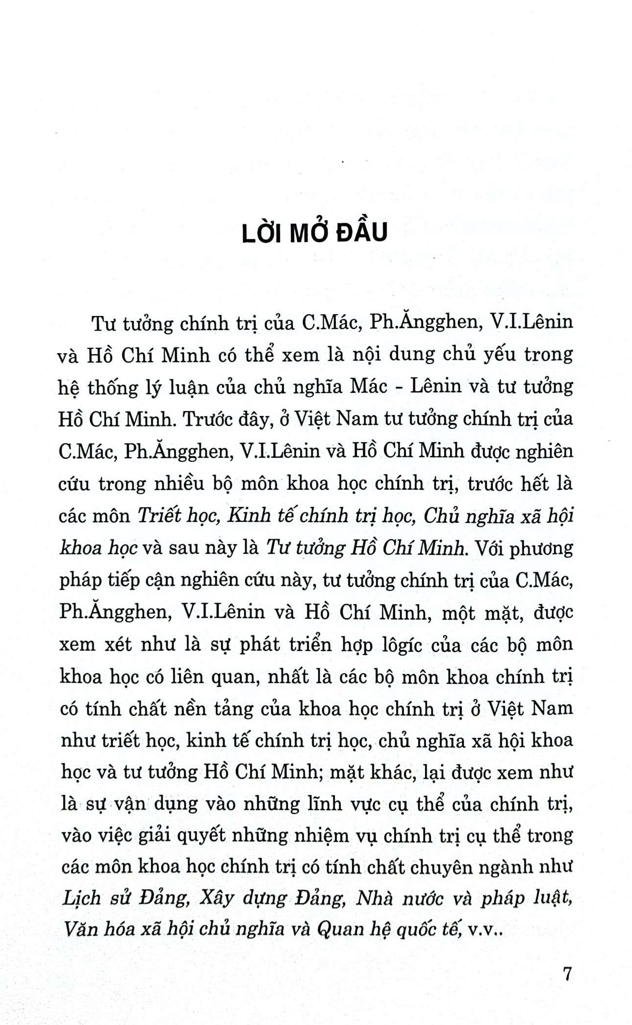 Tư tưởng chính trị của C. Mác, Ph. Ăngghen, V. I. Lênin và Hồ Chí Minh (Sách chuyên khảo)