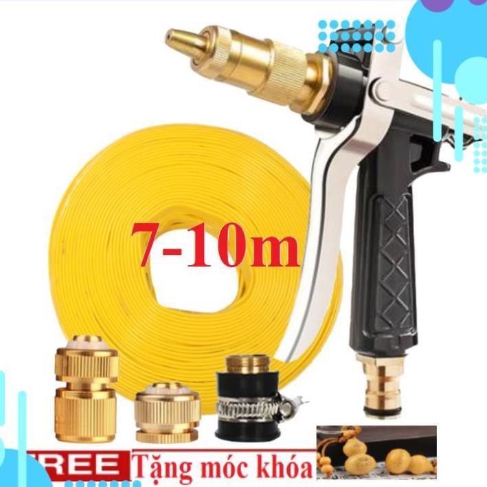 Bộ dây vòi xịt ️bơm nước phun sương️ , tăng áp 3 lần, loại 7m, 10m 206236 đầu đồng,cút đồng,+ móc khoá