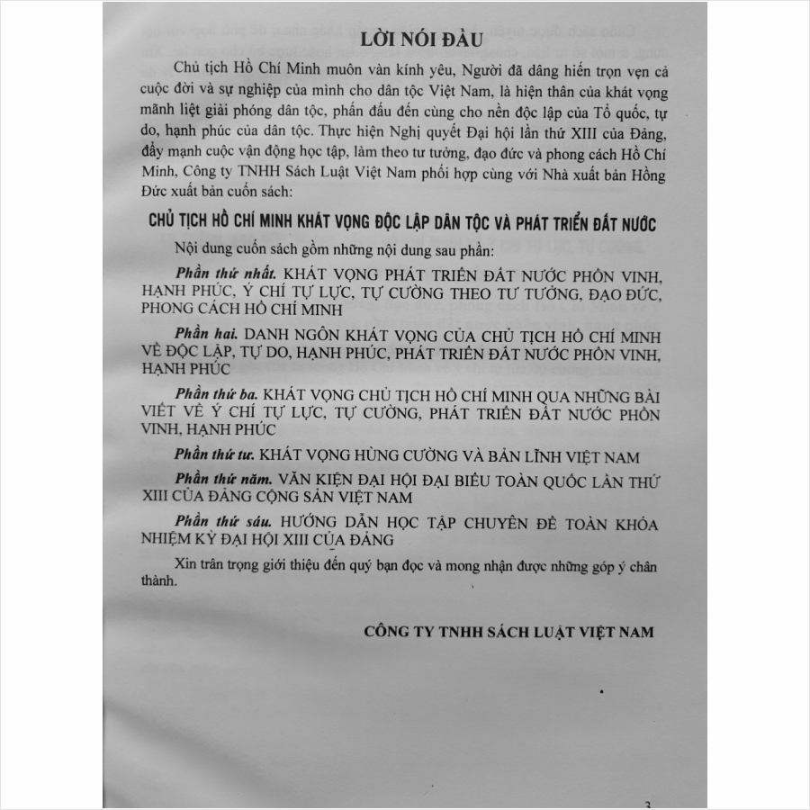 Sách Chủ Tịch Hồ Chí Minh Khát Vọng Độc Lập Dân Tộc và Phát Triển Đất Nước - V2043T