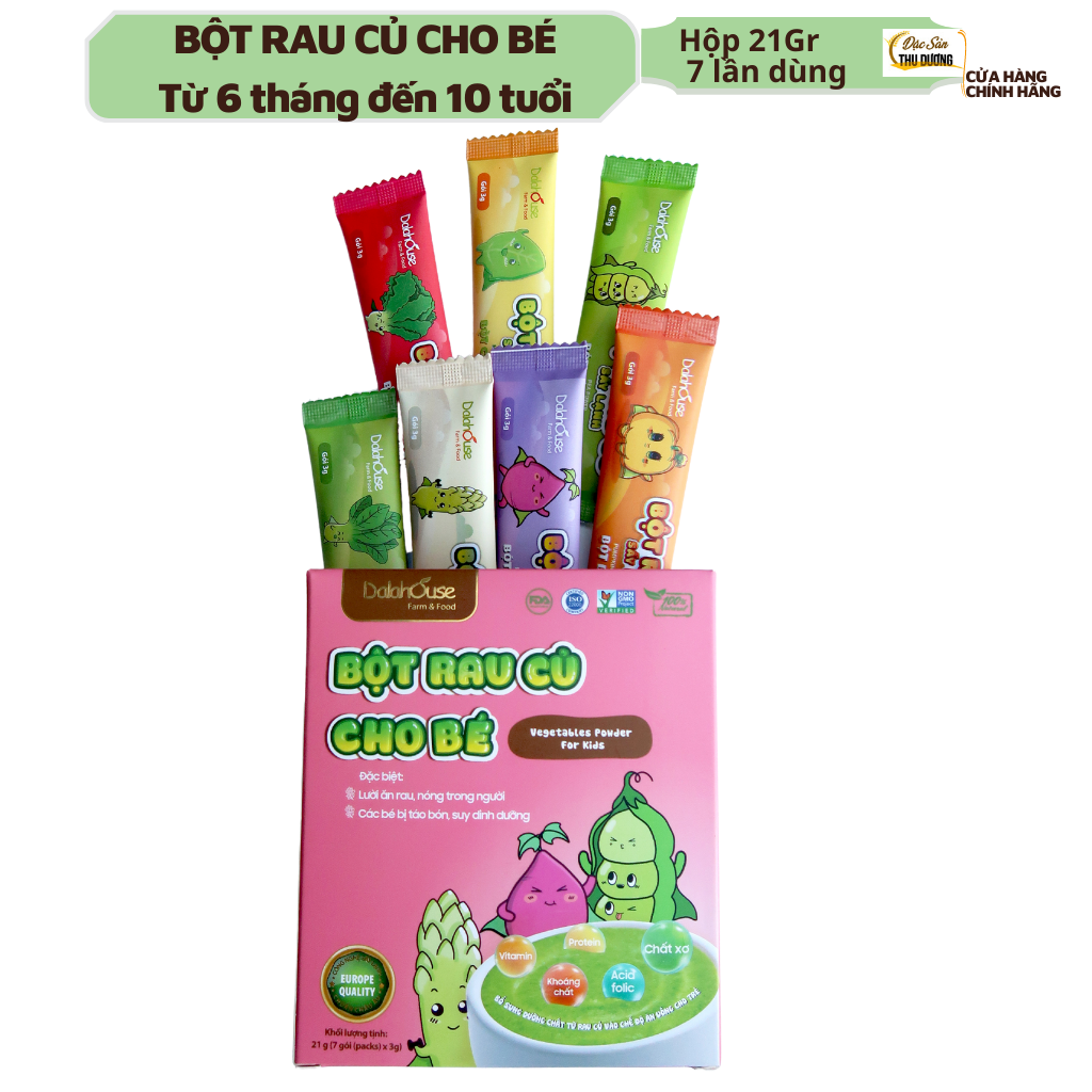 Bột rau dinh dưỡng cho bé Dalahouse - 7 vị với 7 loại bột rau giàu dưỡng chất - Cân bằng chế độ dinh dưỡng cho trẻ