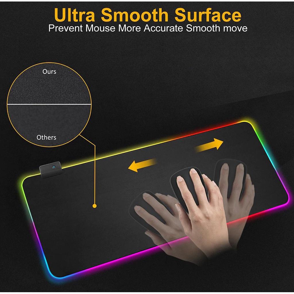 Lót chuột gaming LED RGB cỡ lớn (80 x 30 cm), Pad chuột chơi game LED RGB nhiều màu dày 4mm siêu bền