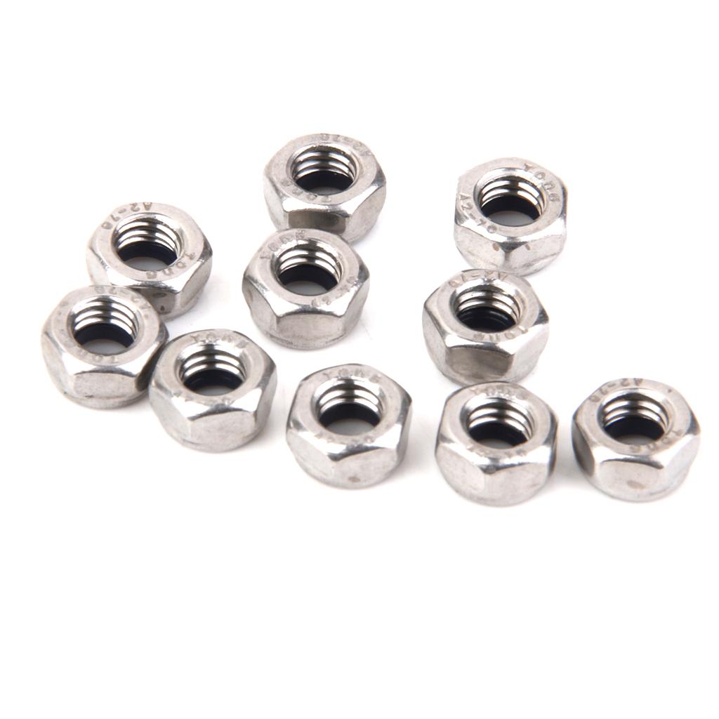 2x10Pcs M5 Stainless Steel A2 Nylon Collar Insert Self-lock Nuts Bolts Screws