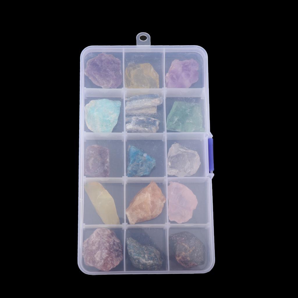 Natural Rough Raw Stone, Crystal Point Cluster Mineral Specimen Crystals Rock in Collection Box