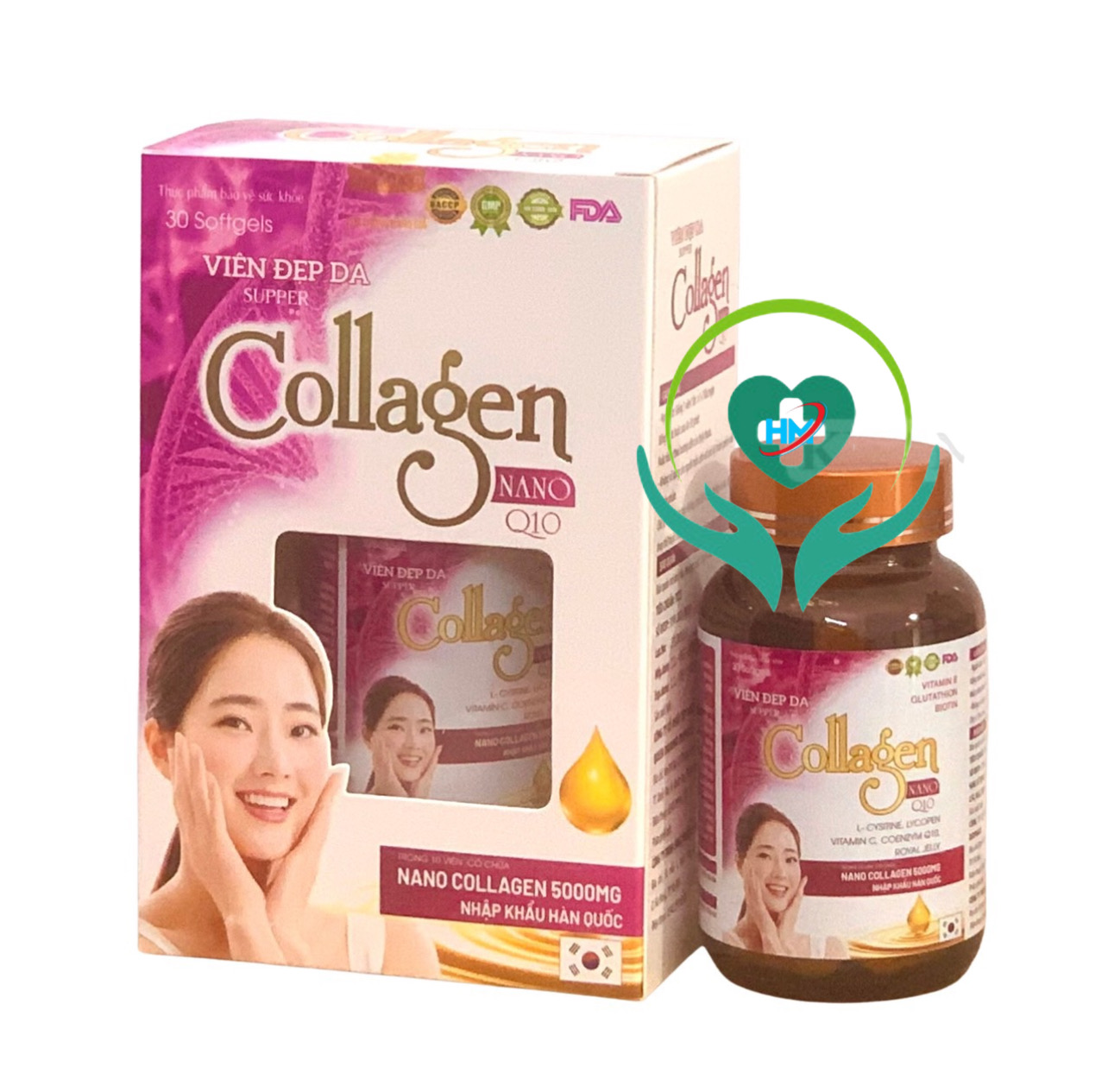 Viên đẹp da Collagen Nano Q10 ,hộp 30 viên ,Giúp đẹp da, căng da, ngừa lão hóa, sạm, nám, cung cấp dưỡng chất cho da