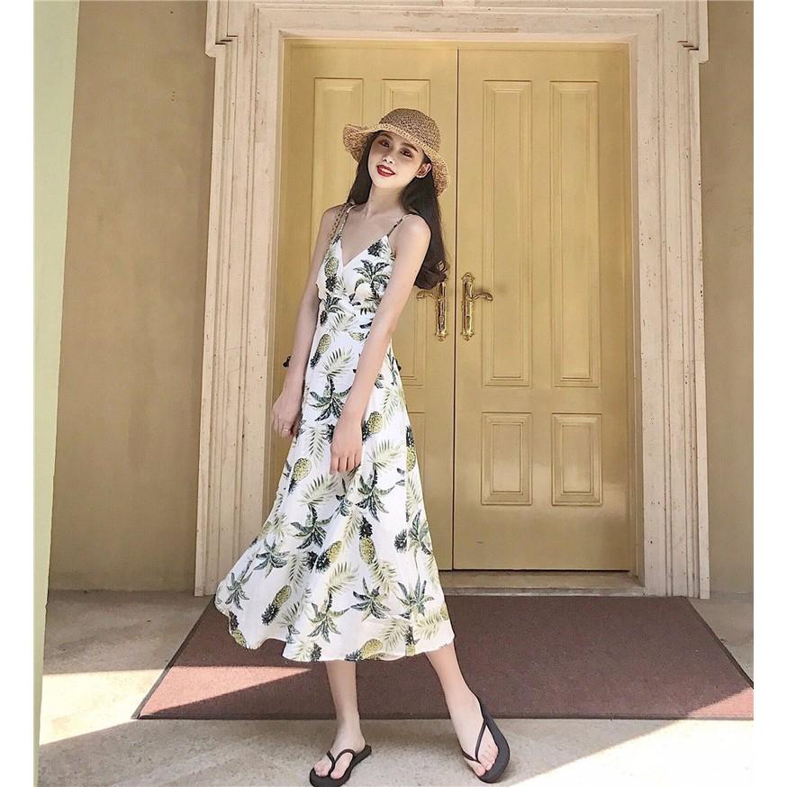 Đầm hoa quyến rũ-maxi-váy nữ-váy hoa