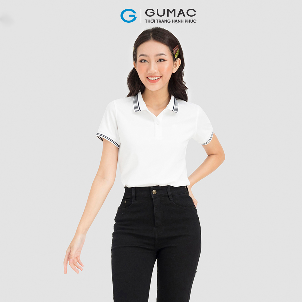 Áo polo nữ GUMAC ATC08002 bo sọc fit eo nhiều màu