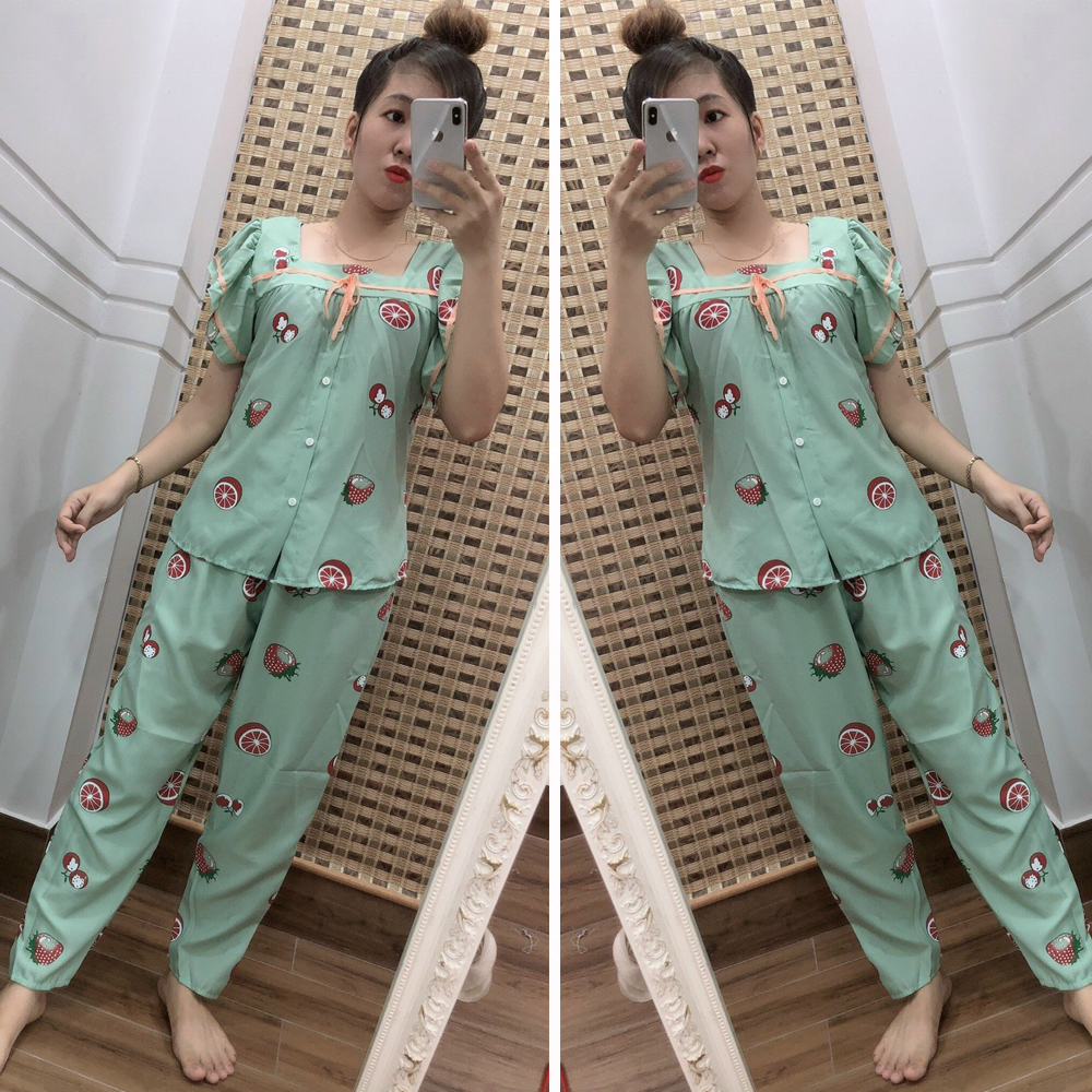 Đồ Bộ Quần Dài Vải Kate Tay Cánh Tiên