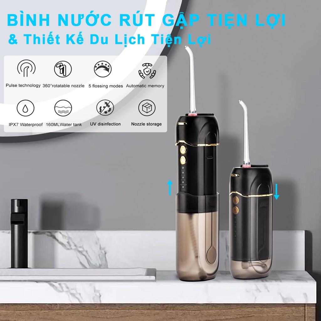 Máy Tăm Nước Du Lịch Cao Cấp WaterPush CY-1904 Black-Siêu nhỏ gọn-1 đổi 1 Online trong 12 tháng