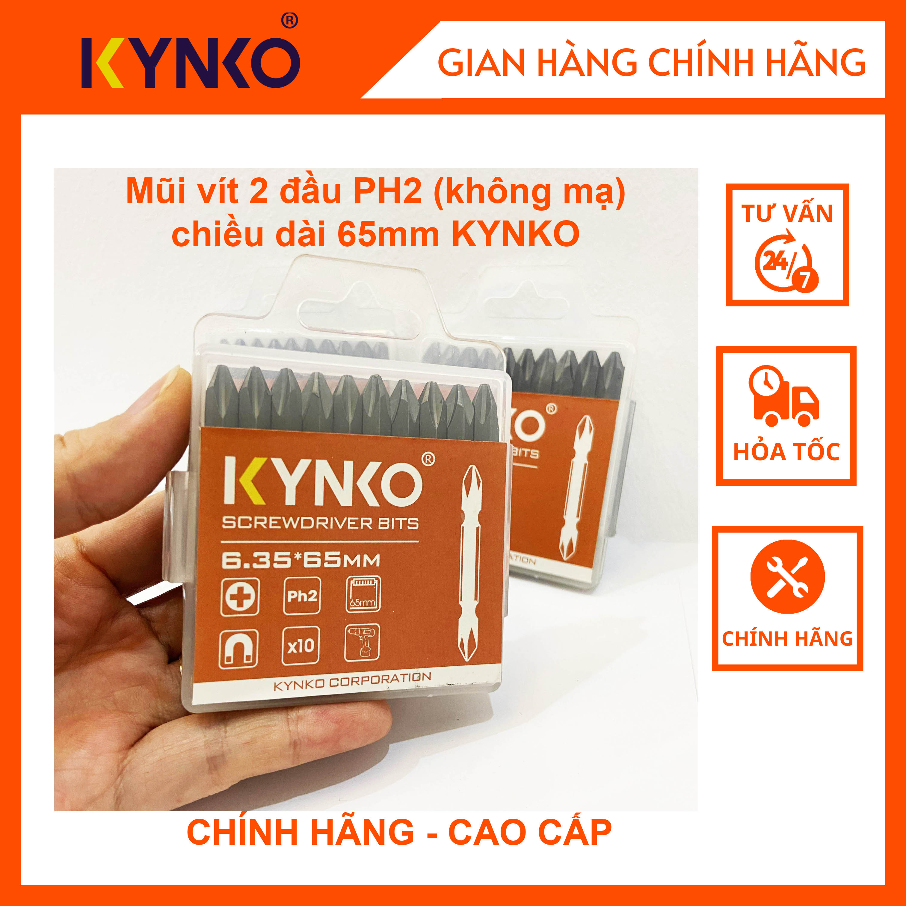 Mũi vít 2 đầu PH2 chiều dài 65mm CHÍNH HÃNG KYNKO MVKM2XPH2-065-V10