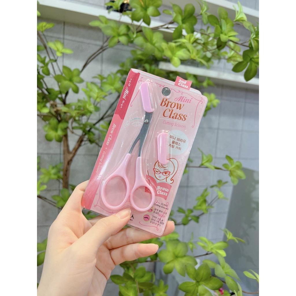 Bộ kéo cắt tỉa lông mày, kèm lược  Hàn Quốc Mini Brow Class cho trang điểm makeup chuyên nghiệp, cá nhân Hity Beauty