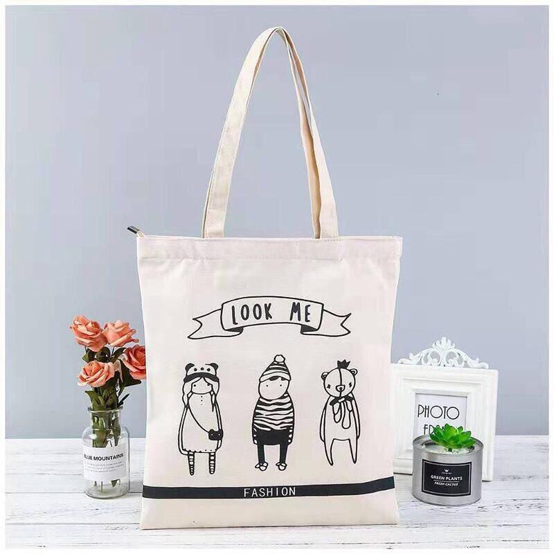 ( TRỢ GIÁ )Túi tote vải bố đựng đồ canvas thời trang , túi in hình LOOK ME loại đẹp