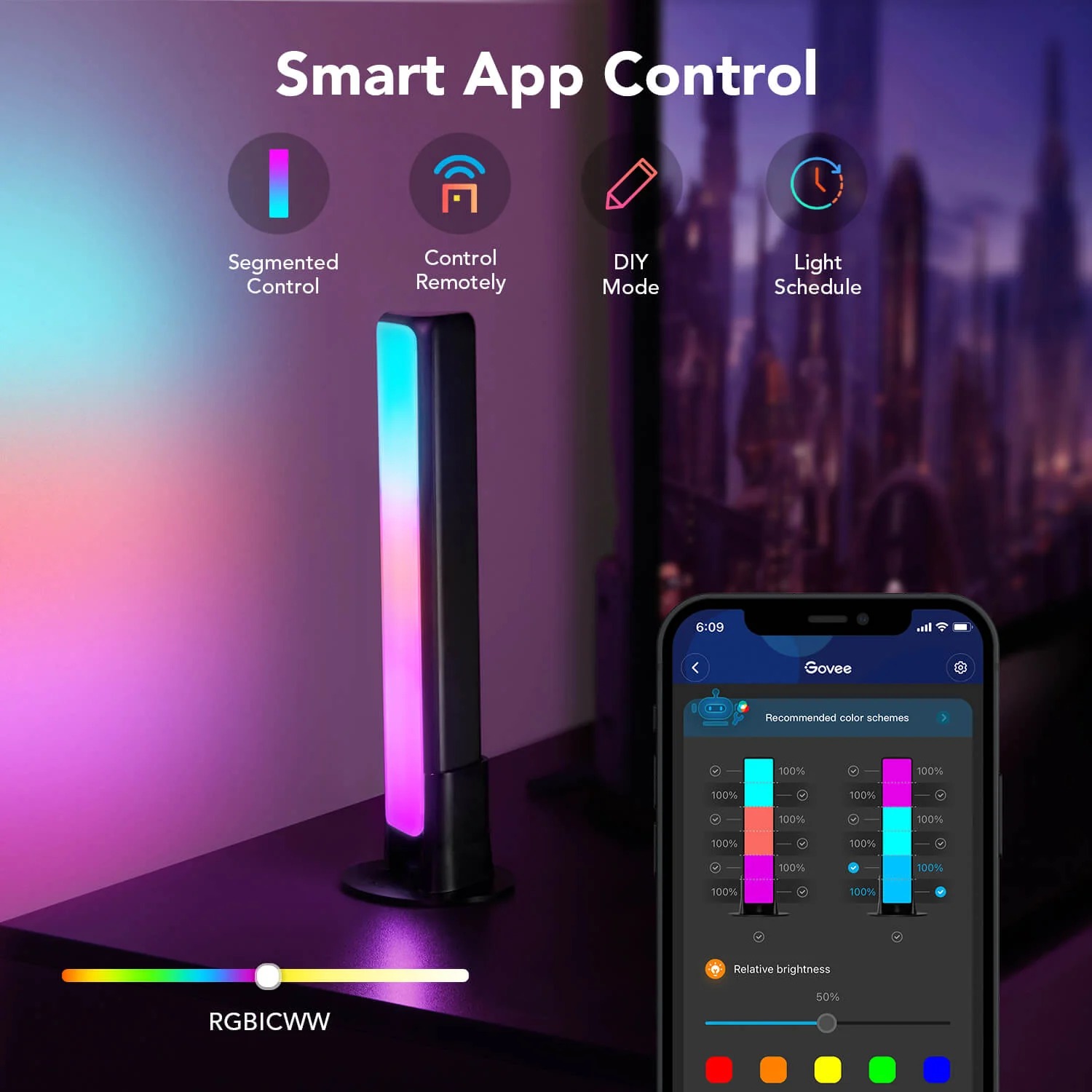 Đèn LED TV Govee RGBICWW WiFi + Bluetooth Flow Plus Light Bars H6056 | Đèn trang trí TV thông minh | Thiết kế sang trọng | Tính năng hiện đại