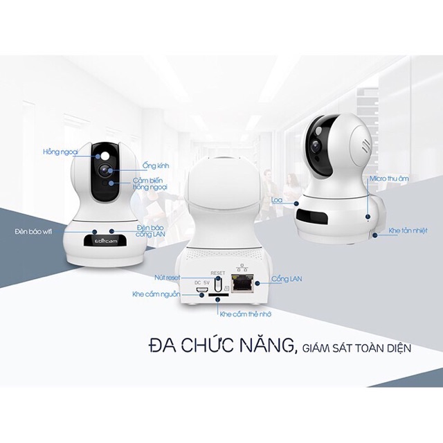 Camera IP Wifi Ebitcam E3 Full HD 1080P 2MP - Đàm Thoại 2 Chiều, Xoay 360 độ - Hàng chính hãng