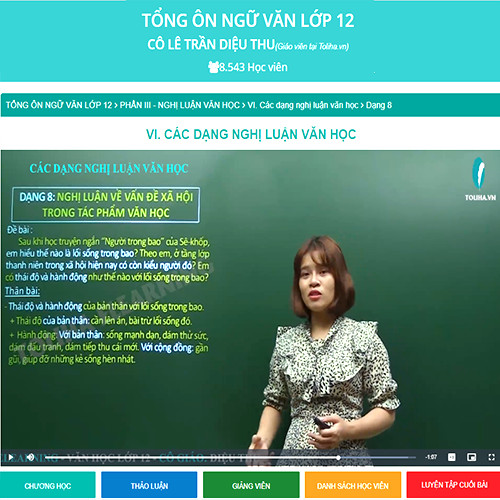 Khóa học TỔNG ÔN NGỮ VĂN LỚP 12 cô Diệu Thu - 09 tháng