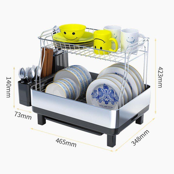 Kệ Úp Chén Bát Đĩa , Giá Đựng Bát 2 Tầng Đa Năng Thông Minh DELUXE RACK DRAIN