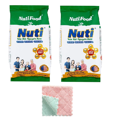 Combo 2 túi sữa bột Nguyên kem Nutifood 400g-cho cả gia đình tặng khăn mềm mịn