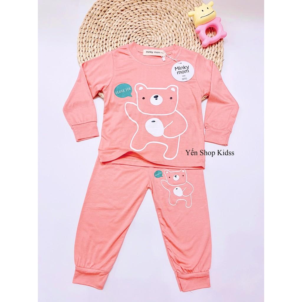 Bộ Dài Tay Minky Mom Viền Họa Tiết Cá Heo Xanh- Gấu Cho Bé Yêu (6-19kg) (1243