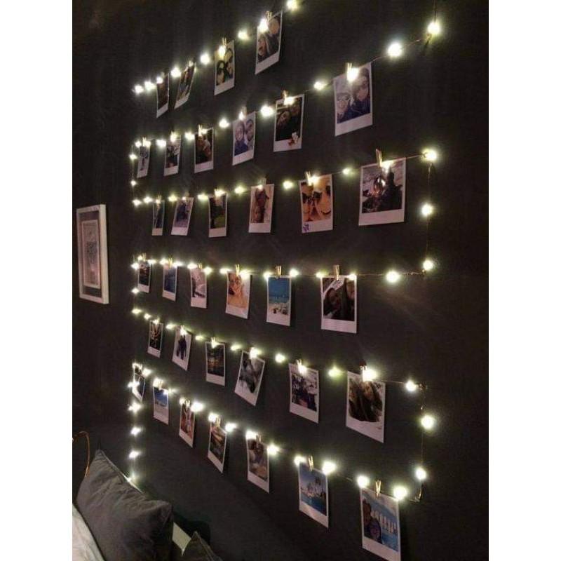 Khung sắt treo ảnh trang trí, đèn led, đèn đom đóm, in ảnh các cỡ theo yêu cầu...