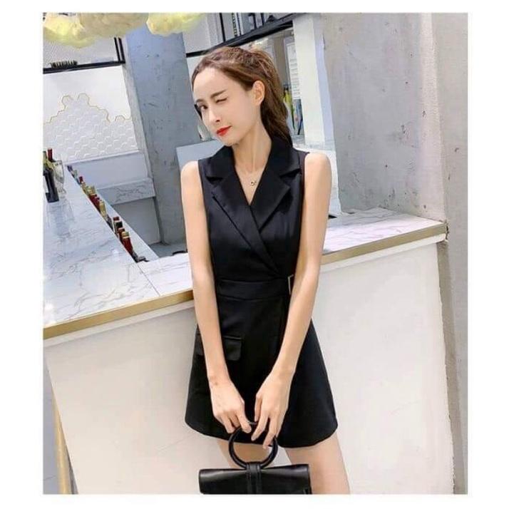 JUMPSUIT CỔ VEST PHỐI TÚI 1 BÊN