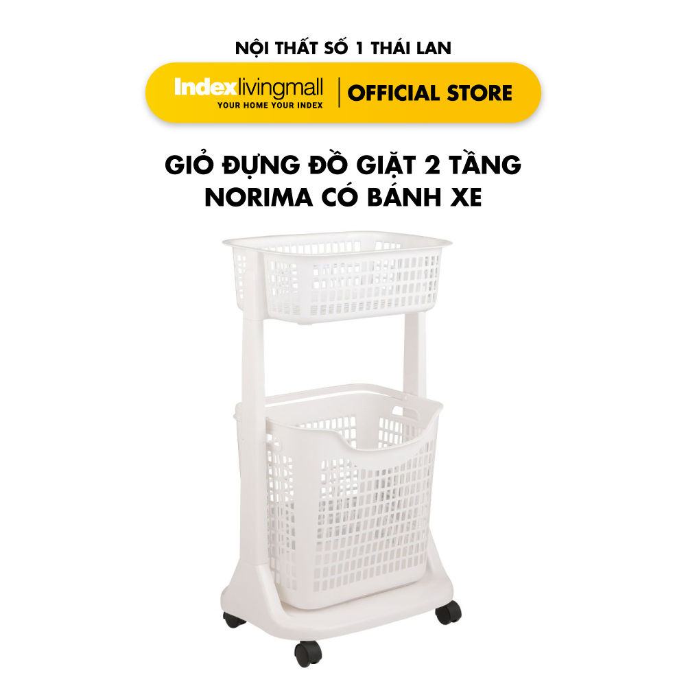 Kệ 2 Tầng Để Đồ NORMINA Có Giỏ Đựng Quần Áo Giặt Di Chuyển Bánh Xe Tiện Lợi Màu Trắng  | Index Living Mall | Nội Thất Nhập Khẩu Thái Lan - Phân Phối Độc Quyền Tại Việt Nam