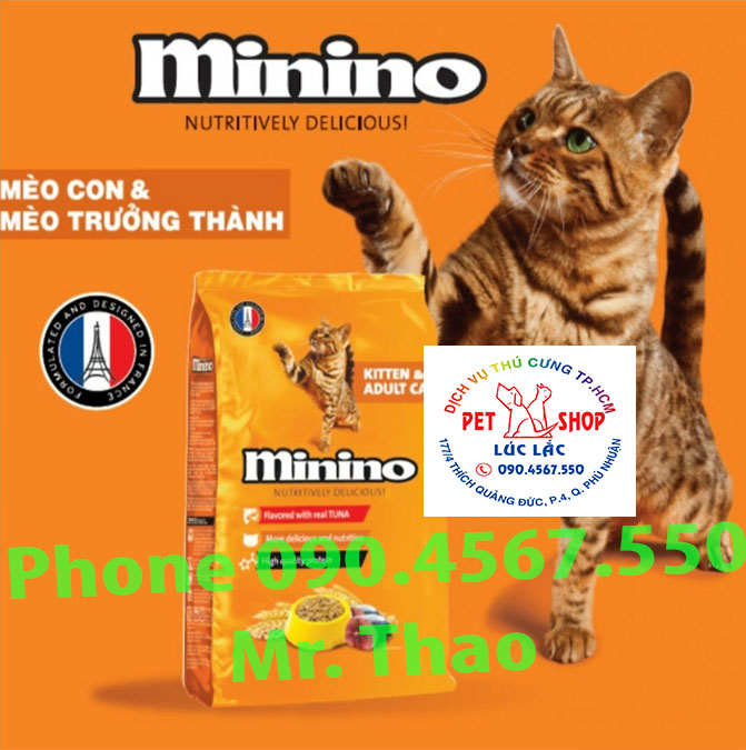 Thức ăn cho mèo con & mèo trưởng thành vị cá ngừ Minino Tuna Flavored 1,3kg
