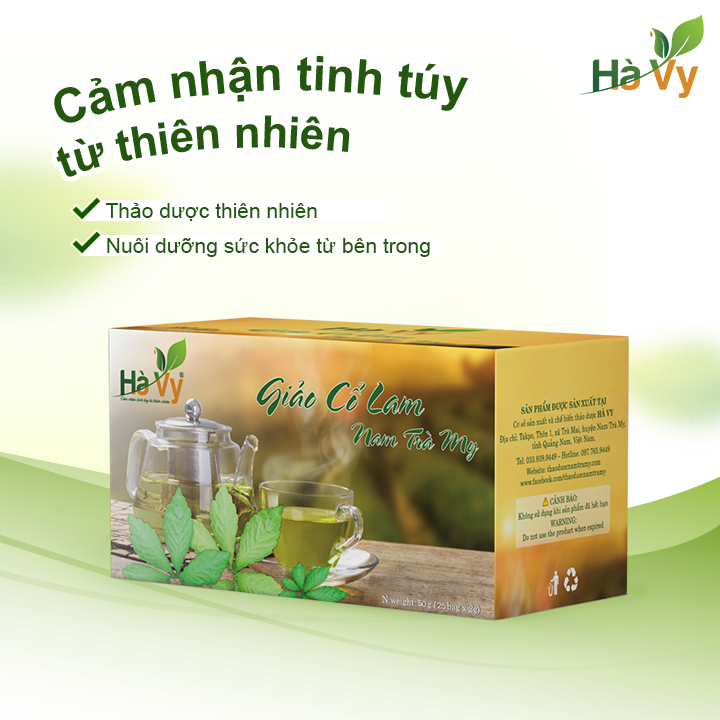 Combo Trà Giảo Cổ Lam & Trà Dây Nam Trà My Hà Vy hỗ trợ làm đẹp da, hỗ trợ giảm cân, hỗ trợ điều trị bệnh dạ dày hiệu quả (set 2 hộp trà túi lọc)