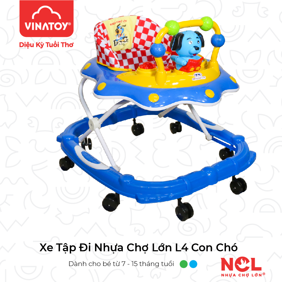 Xe Tập Đi Trẻ Em Nhựa Chợ Lớn L4 Con Chó (Có nhạc) - Dành Cho Bé Từ 6 - 12 Tháng - M1638B-XTĐ