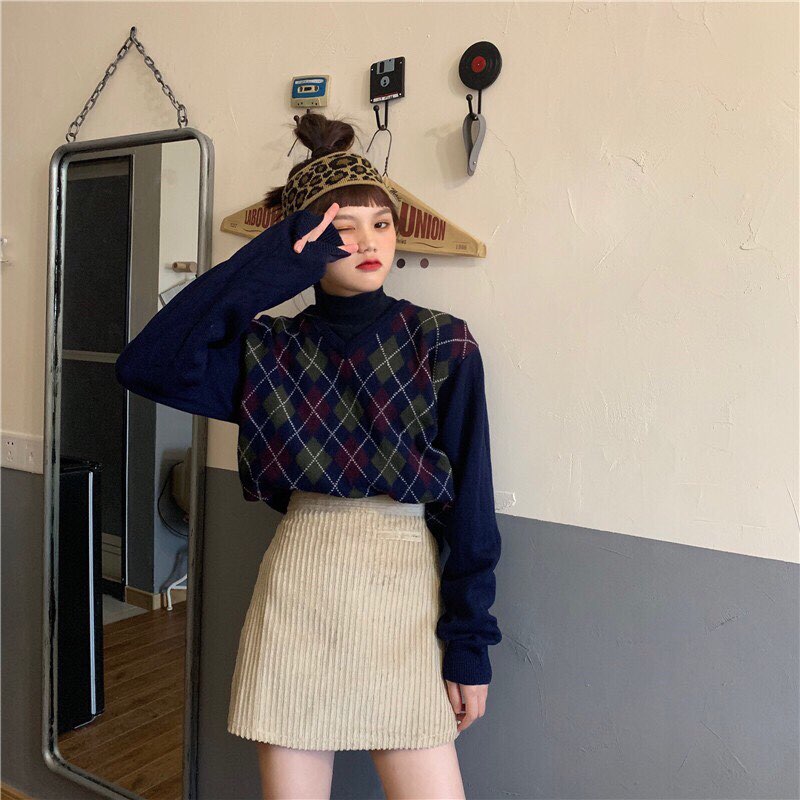 Chân váy ngắn ulzzang thu đông cao cấp chất dày dặn