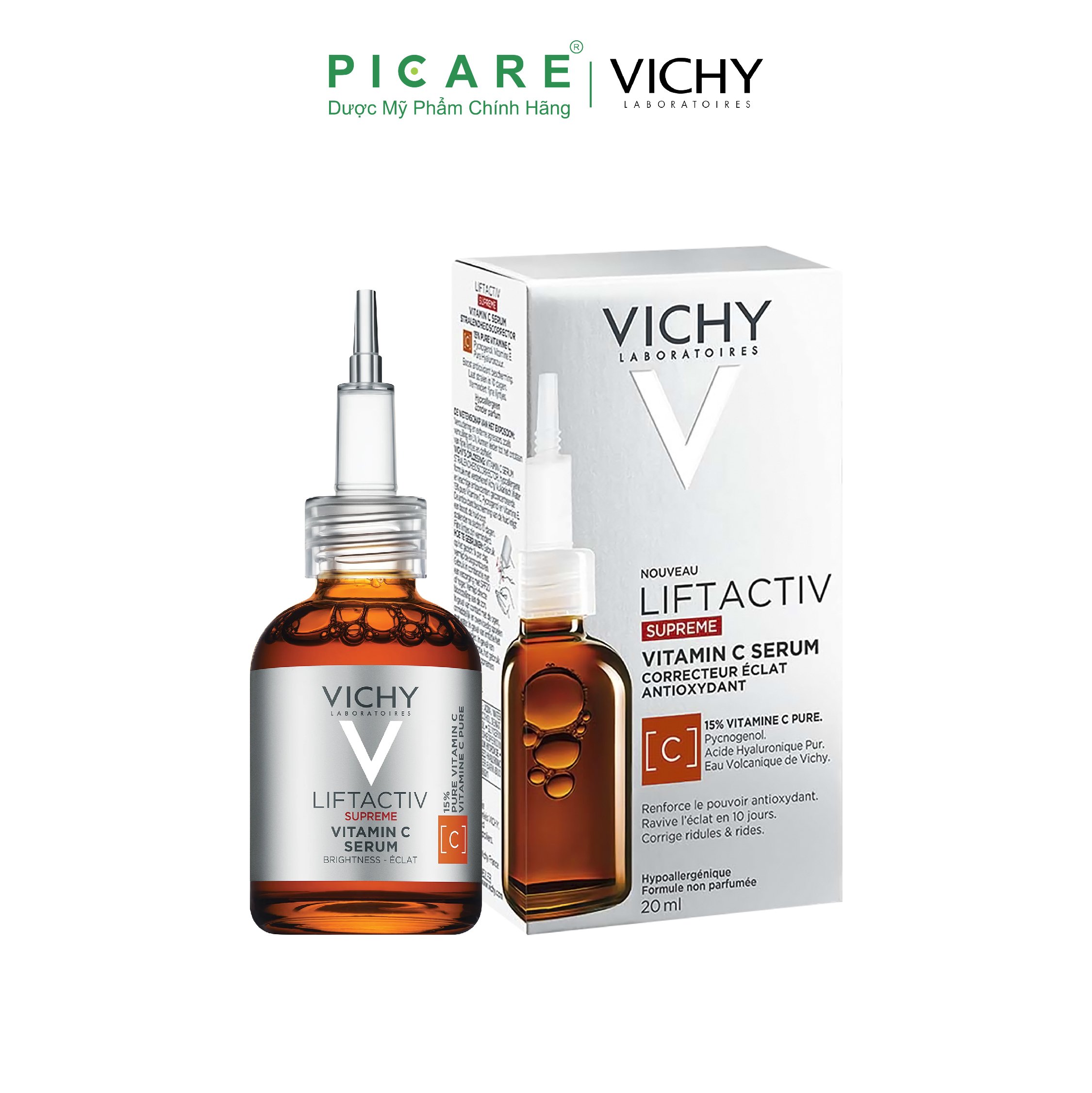 Tinh Chất Chống Oxy Hoá, Dưỡng Da Sáng Khoẻ Và Phục Hồi, Ngừa Lão Hoá Vichy Liftactiv Vitamin C pure 15% 20ml