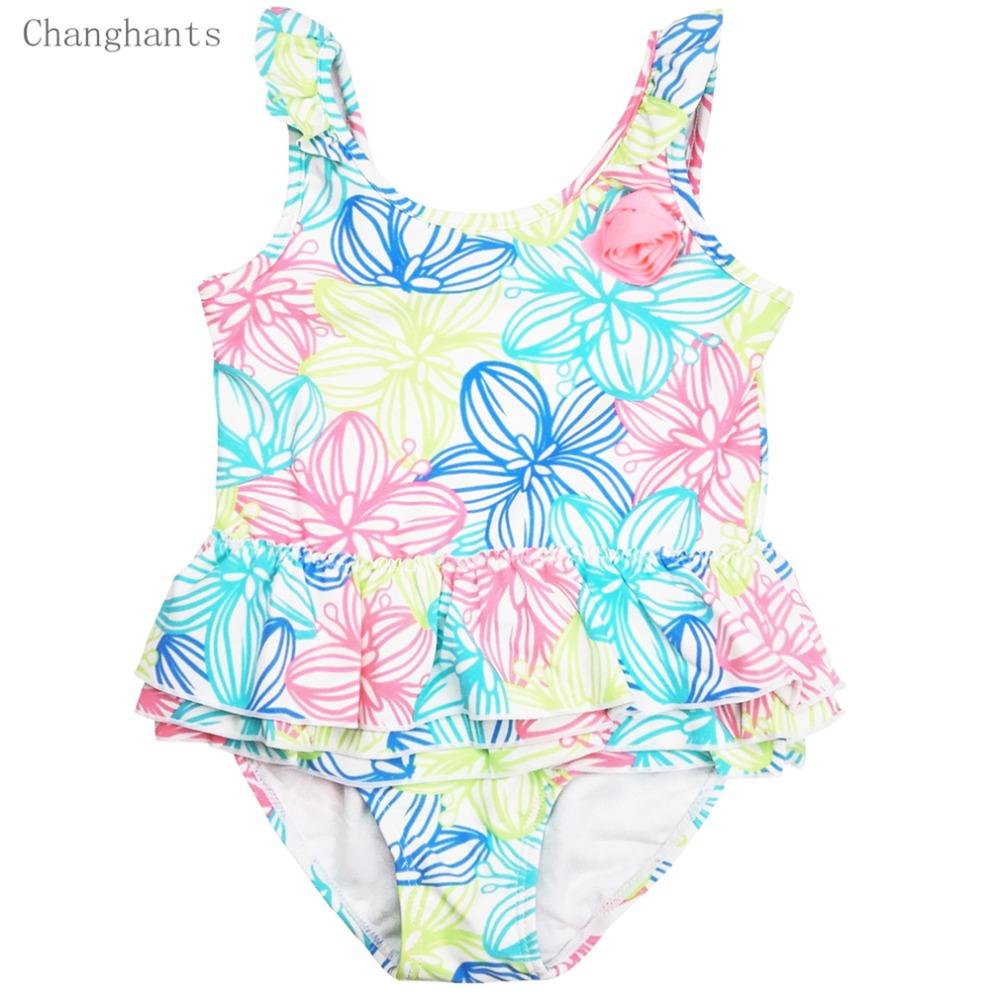 Cô Gái Đồ Bơi Với Hoa In 1-8 Y Trẻ Em Một Mảnh Trẻ Em Áo Tắm Bé Cát Đi Biển Trẻ Em bể Bơi Phù Hợp Với