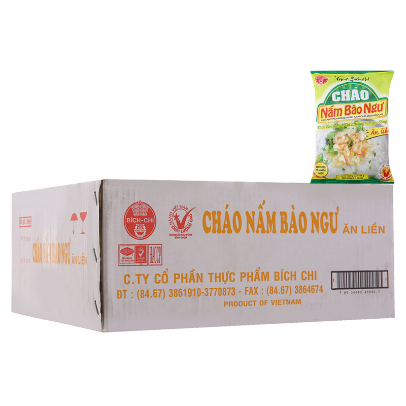 Thùng 50 Gói Cháo Nấm Bào Ngư Ăn Liền Bích Chi (50g/Gói)