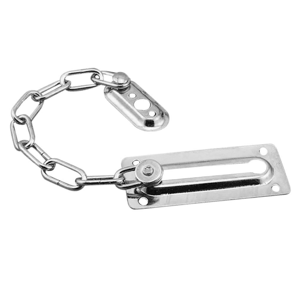 2x Stainless Steel Door Chain Guard Lock Slide Bolt for Home Security Silver