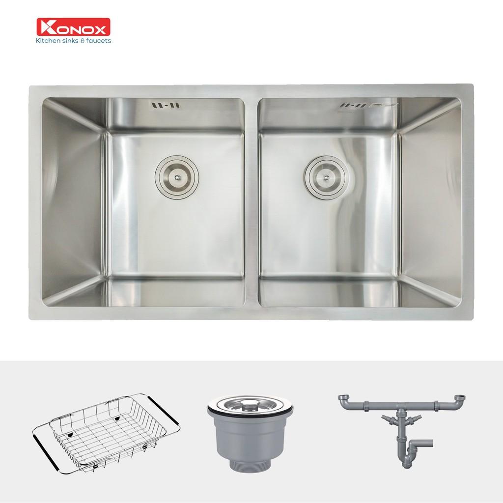 Chậu rửa bát inox 2 hố âm bàn KONOX Undermount Series Cube 7544DU