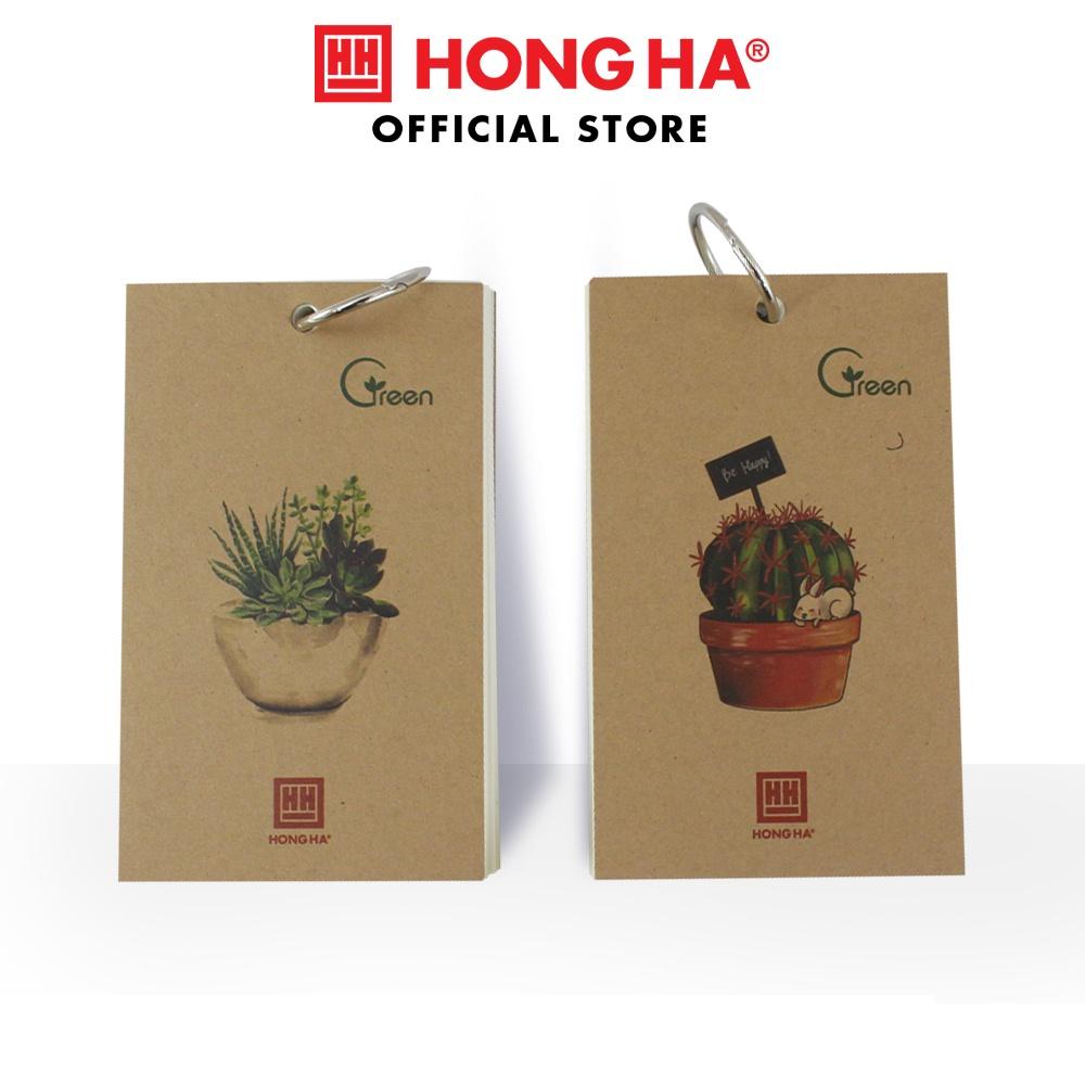 Sổ học từ vựng Flashcard - Thẻ học 200 trang Green Plant Hồng Hà - 4156