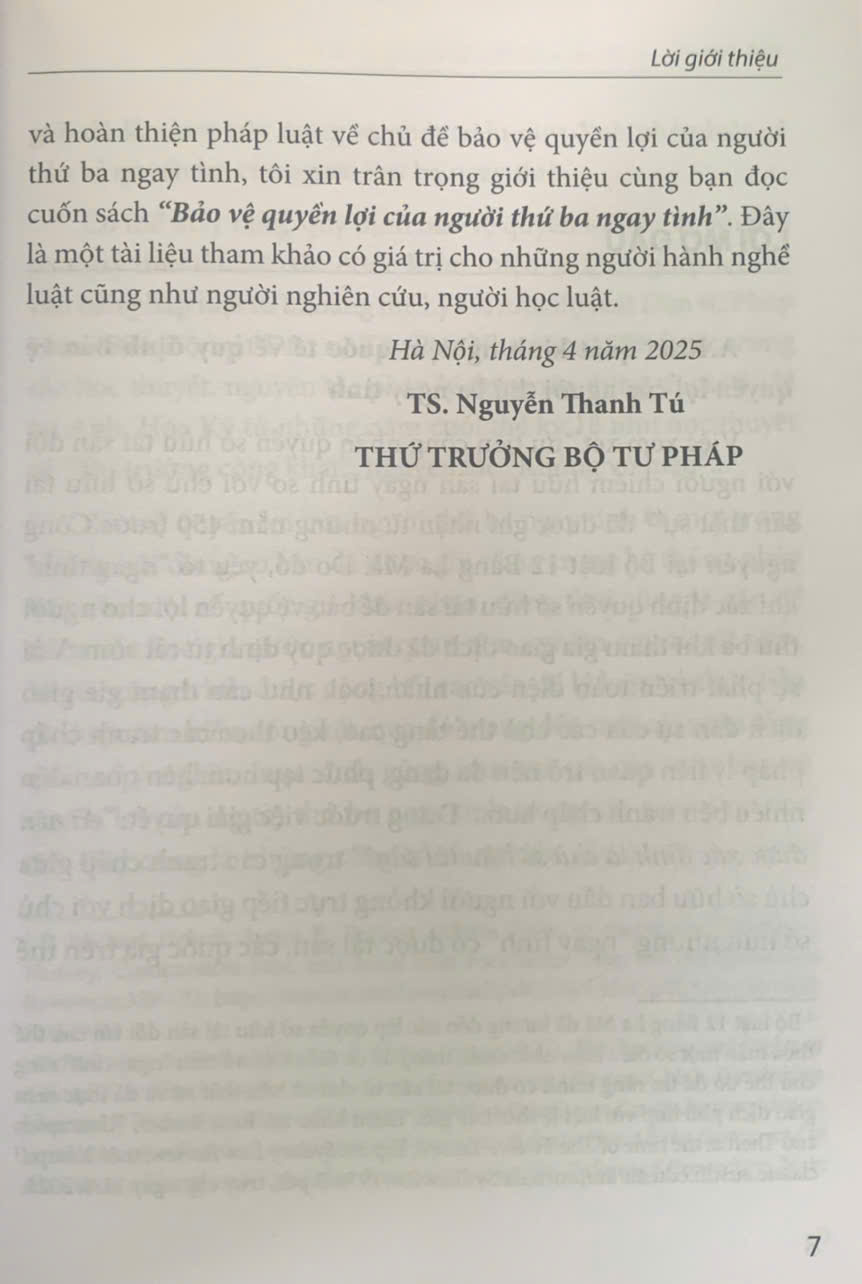 Bảo vệ quyền lợi của người thứ ba ngay tình (sách chuyên khảo)