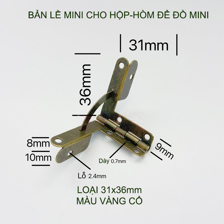 Combo 4 Bản lề mini cho hộp , hòm để đồ-quà tặng, bằng sắt mạ chống gỉ, nhiều màu sắc tùy chọn