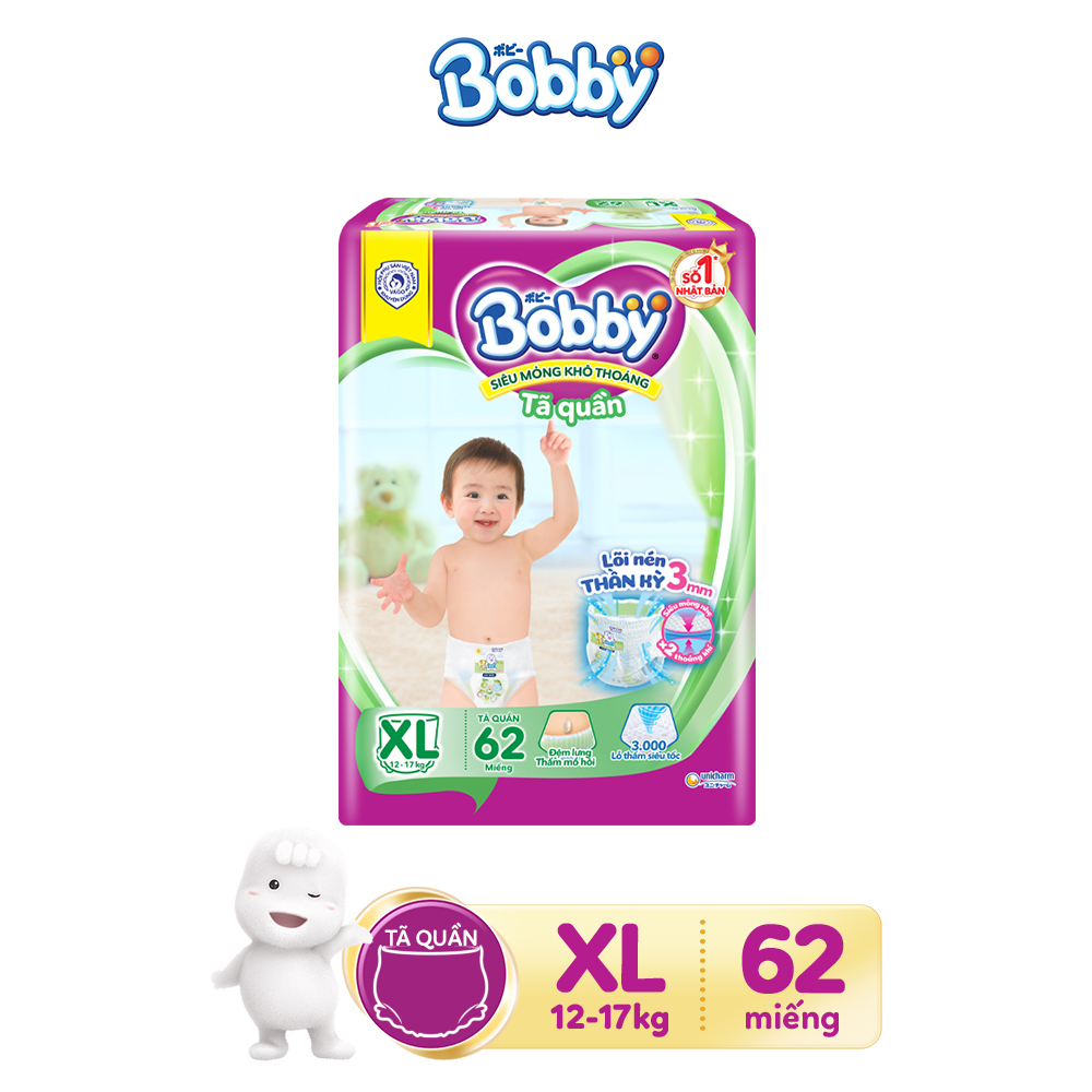 Bộ 2 gói Tã quần siêu thoáng Bobby XL62