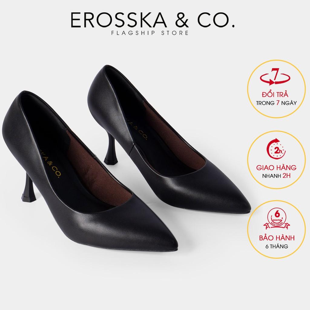 Giày cao gót Erosska mũi nhọn kiểu dáng cơ bản gót cao 8cm màu trắng _ EP010