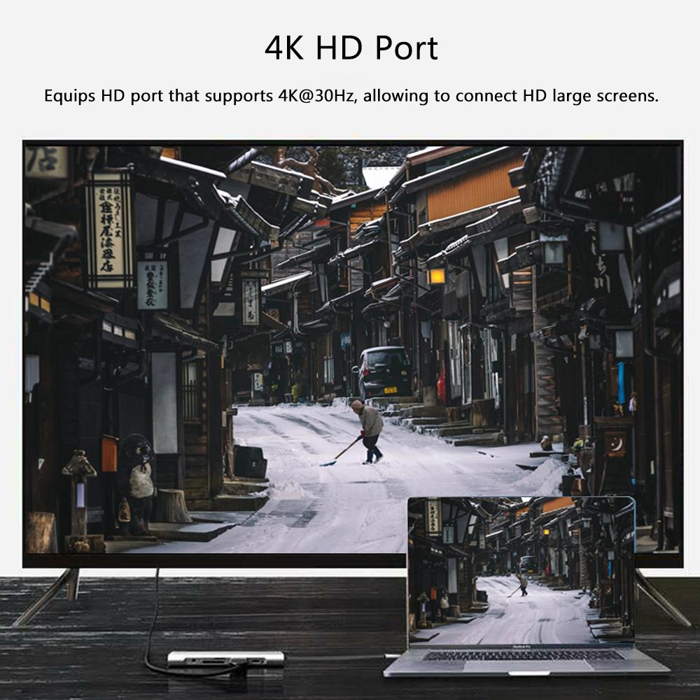 Bộ chuyển đổi 4K HD Đầu đọc thẻ nhớ SD TF Plug & Play 6IN1 HUB