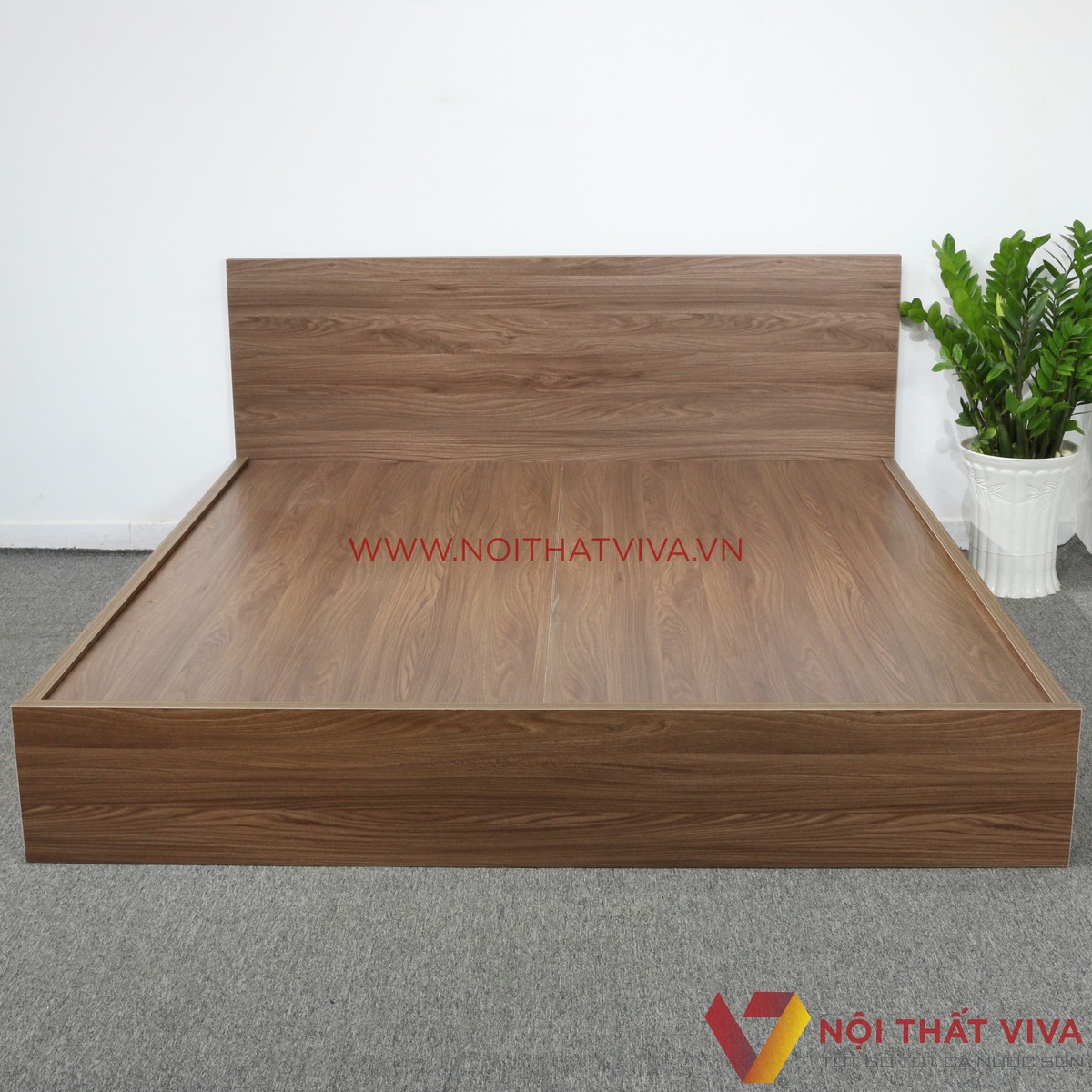 Giường Ngủ Gỗ MDF Melamine Màu Óc Chó Gía Rẻ Đẹp