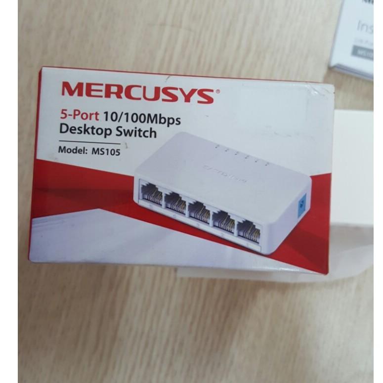 Bộ chia mạng Mercusys 5 cổng 10/100Mbp  MS105 tương thích tốt với nhiều loại Laptop, máy in, Camera IP, Smart Tivi - Hàng nhập khẩu (TẶNG KÈM ĐẦU ĐỌC THẺ NHỚ CAO CẤP)