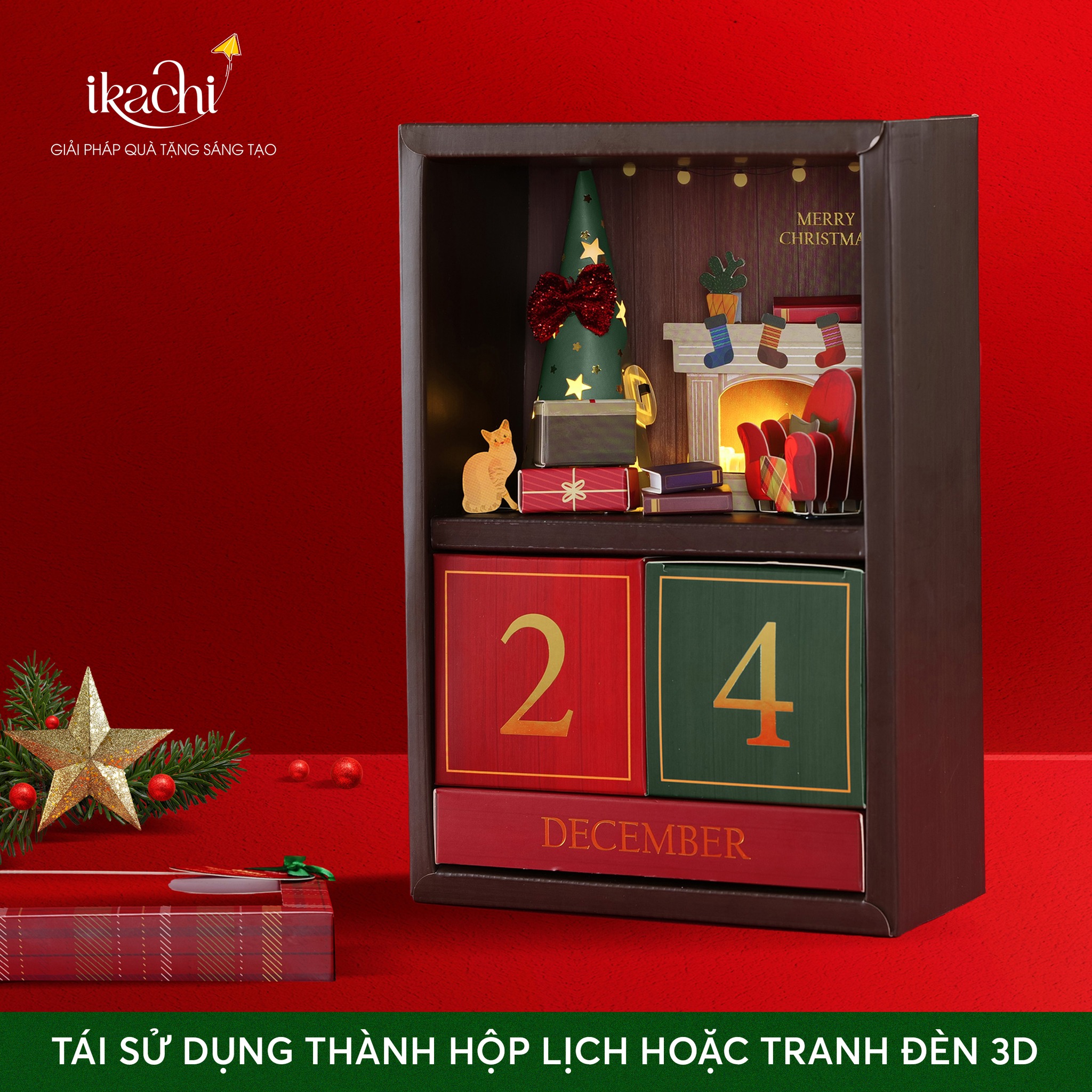 (DEAL HỜI 12.12) Combo trọn bộ quà Noel - Set quà tặng Giáng Sinh - Combo 3 hộp quà tặng giáng sinh IKACHI