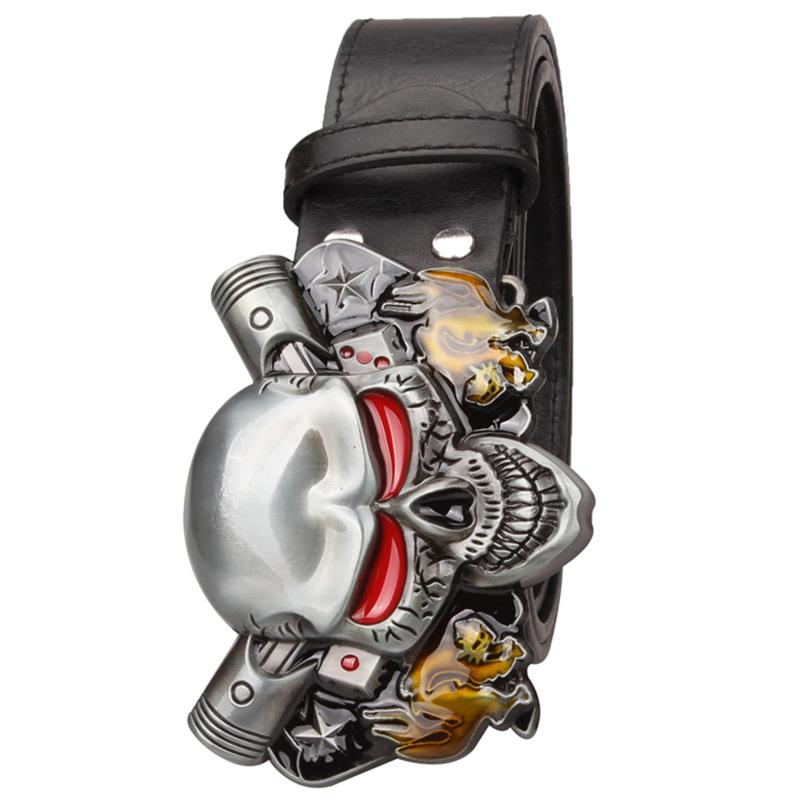 Hoang Dã Phóng Đại Phong Cách Dây Joker Xi Kim Loại Khóa Thắt Lưng Con Quỷ Chú Hề Đồng Hồ Nam Dây Da Đeo Hông Thắt Lưng
