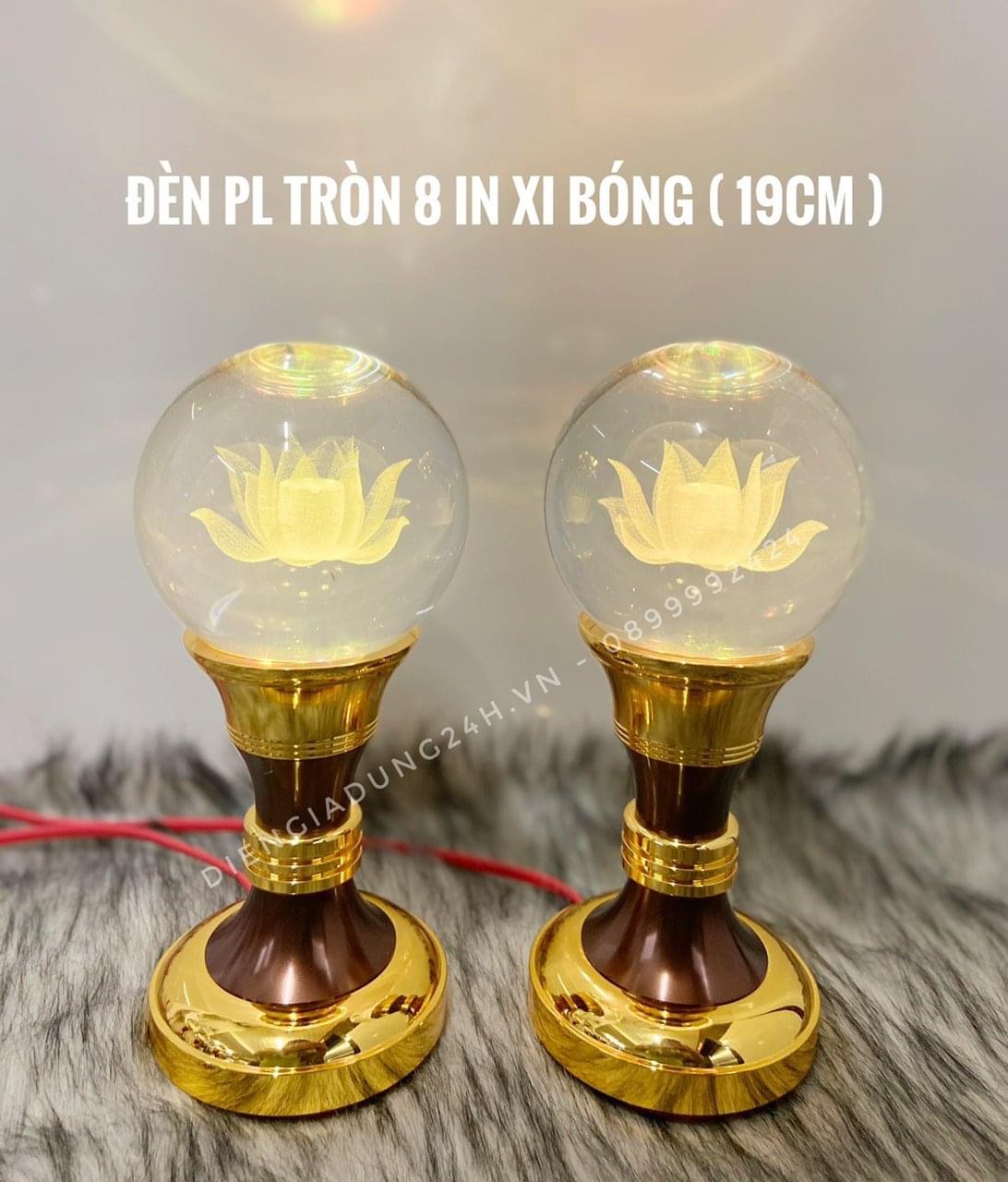 ĐÈN THỜ PHA LÊ CAO CẤP TRÒN 8 IN XI BÓNG (19cm) 1 CẶP