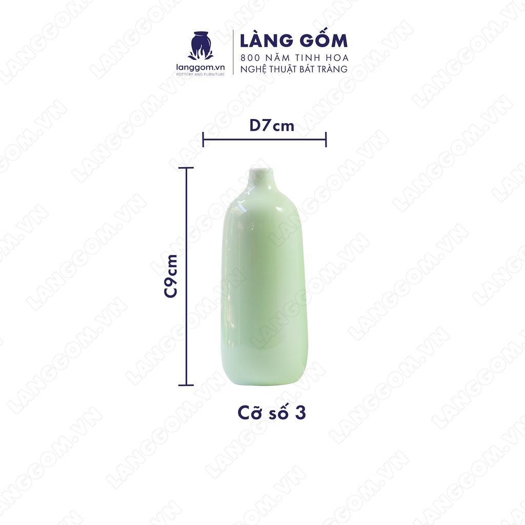 Bình hoa, lọ hoa Gốm sứ Bát Tràng cao cấp Men ngọc chai cổ nhỏ dùng làm quà tặng, trang trí - Làng Gốm Bát Tràng